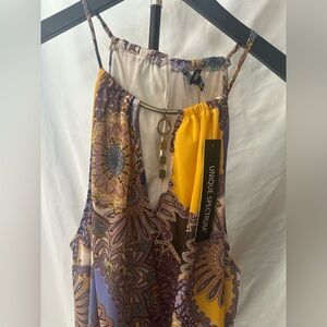 Unique Spectrum Yellow and Purple Patterned Garment